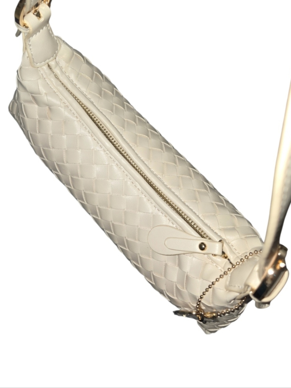 Petite Simone Judy Woven Vegan Leather Shoulder Bag in Light Beige - Picture 8 of 8